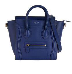 Nano Luggage Tote, Leather, Blue, MII, S, 2*